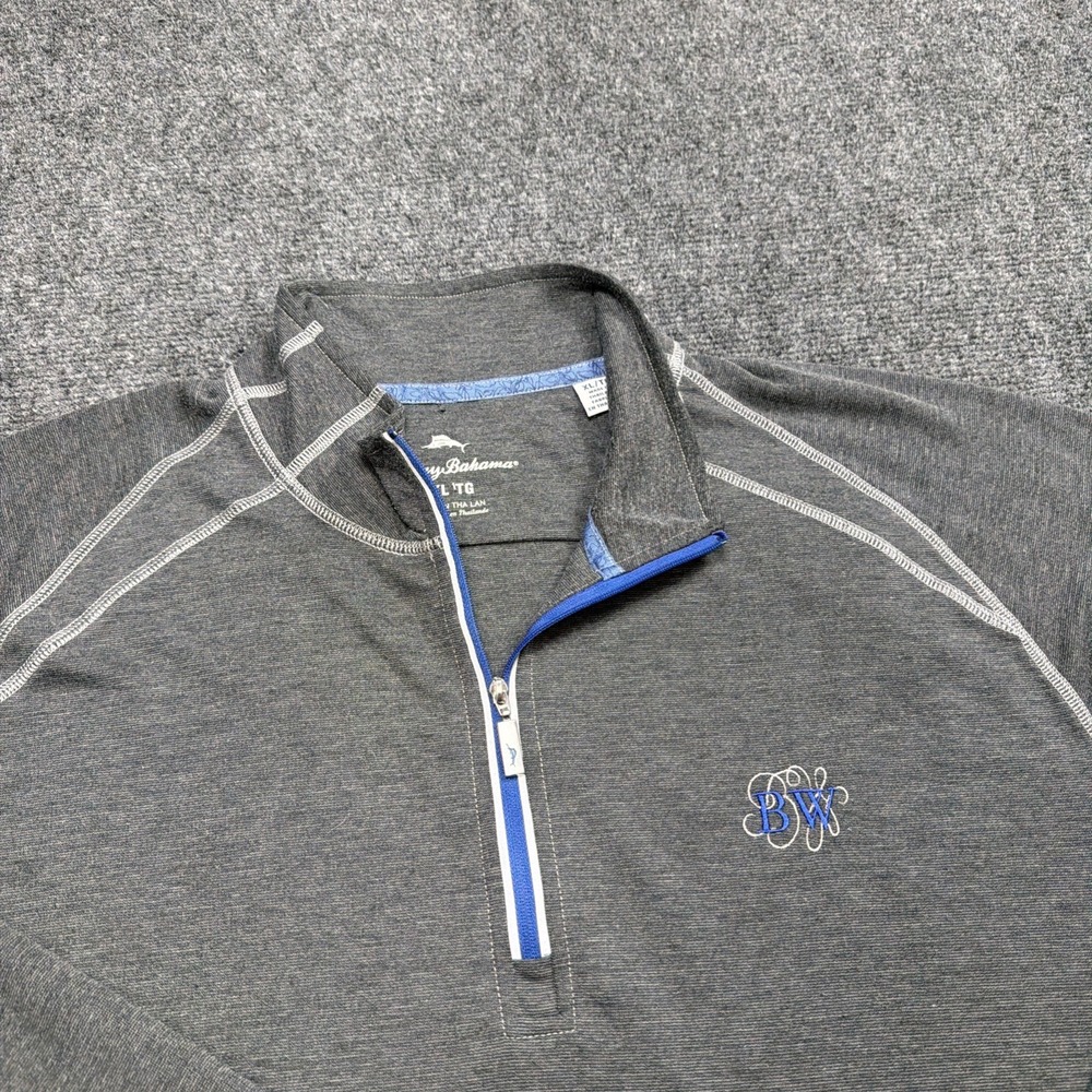 Tommy Bahama 1/4 Zip Pullover XL Men's Gray Beverly Hills Four Seasons Wilshire‎